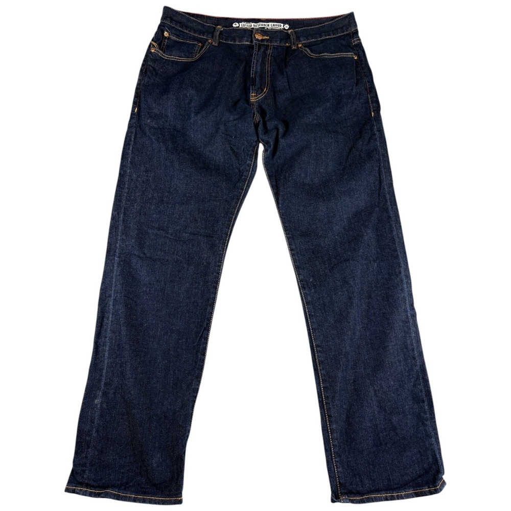 LRG Lifted Research Group Jeans Men 38 Blue Denim Dark Wash Rugged True Straight